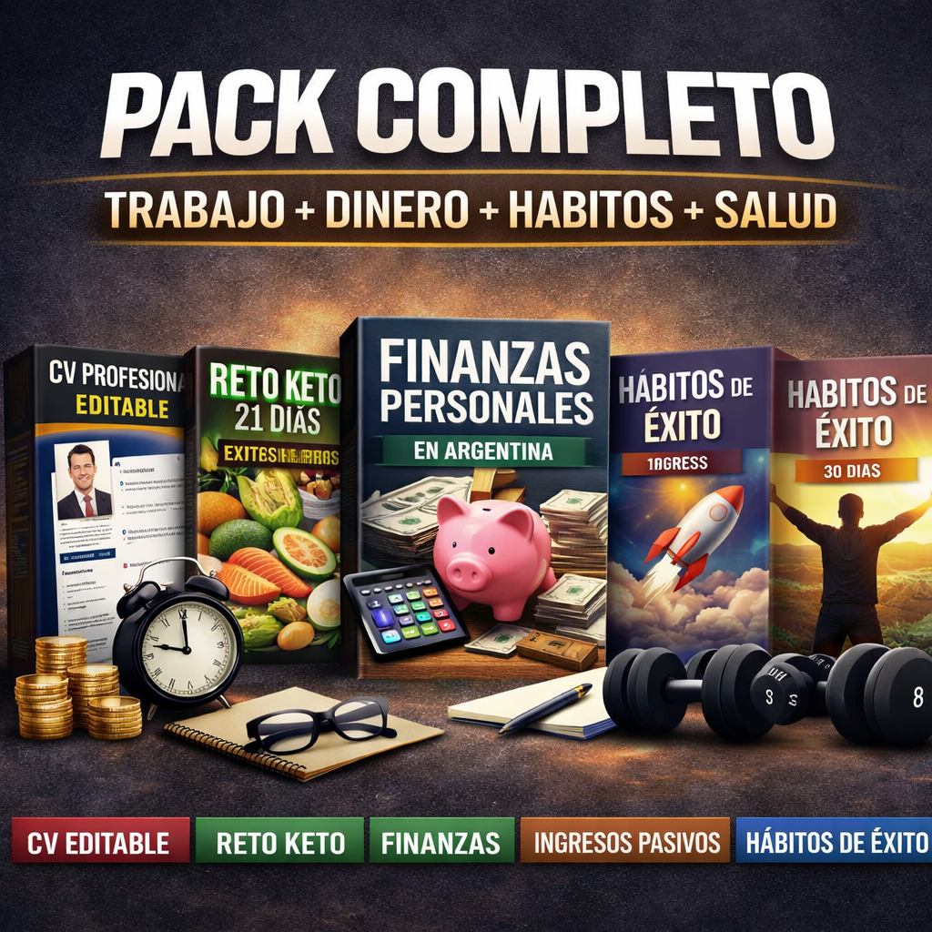 PACK COMPLETO: Dinero + Salud + Hábitos + Trabajo (6 Guías + CV Editable)